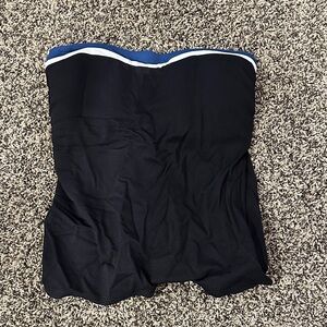 Tommy Bahama Black Strapless Swim Top with Blue and White Trim